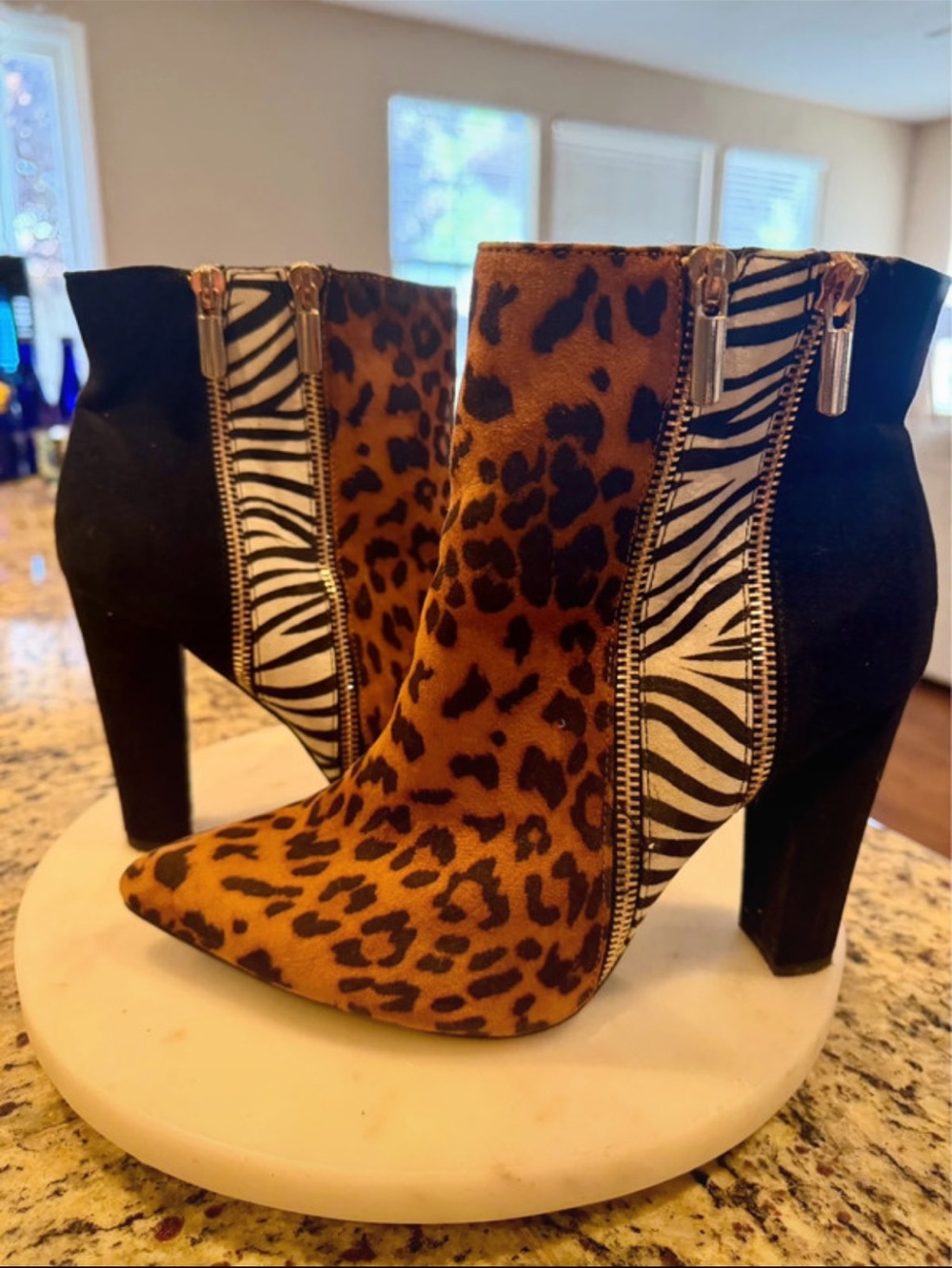 💕🔥💕Leopard & Zebra Print Block Heel Booties - 🔥